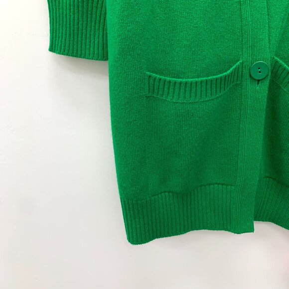 Hermès Green Cashmere Long V-Neck Knitted Cardigan With Pockets & Button Closure - Picture 4 of 7